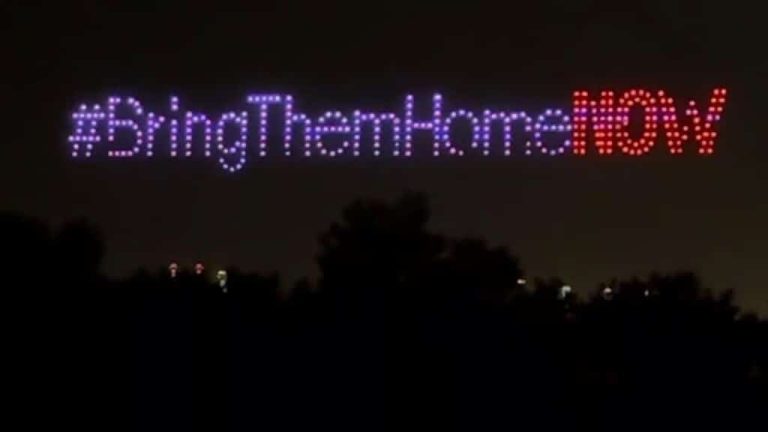 Drones Illuminate New York Skies with Urgent Plea for Hostage Release