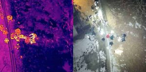 Police Drone’s Thermal Camera and Spotlight Guide Night Rescue of Man from Icy Brook